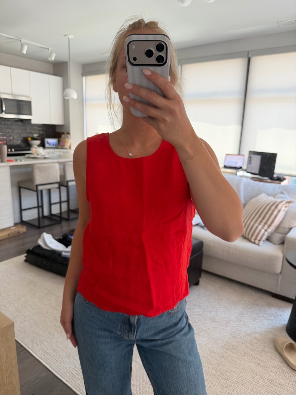 Madewell Red Sleeveless Tank Top